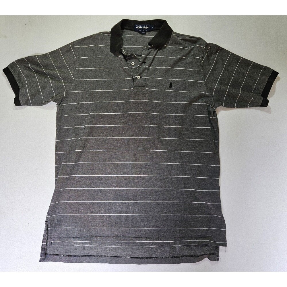 Ralph Lauren Mens Large Gray Stripe Golf  Polo